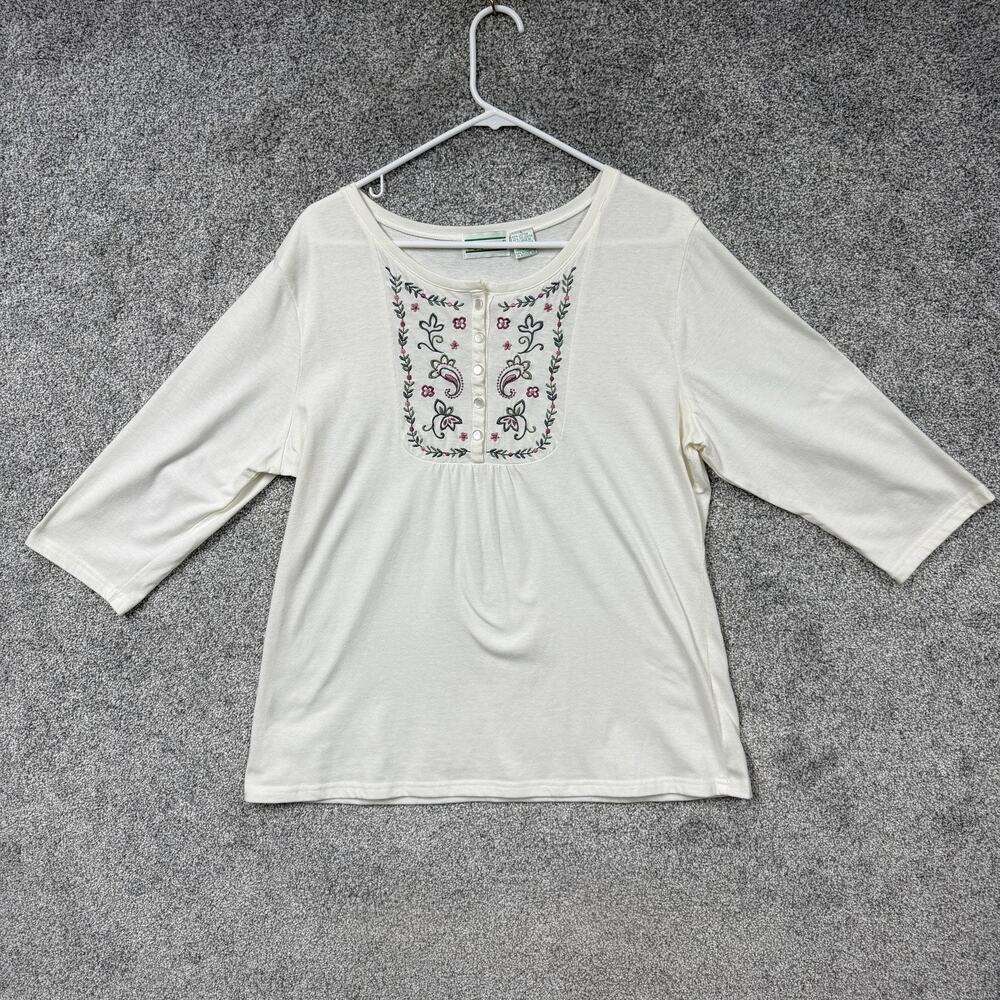 Vintage‎ Y2K Shenanigans Top L Embroidered Floral Cottagecore Grandmacore Boho